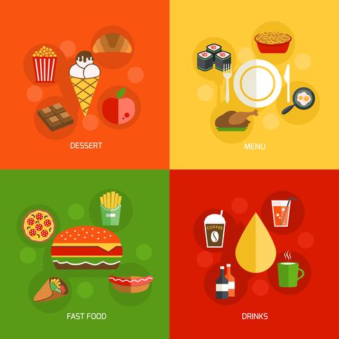 Composición de los alimentos plana vector