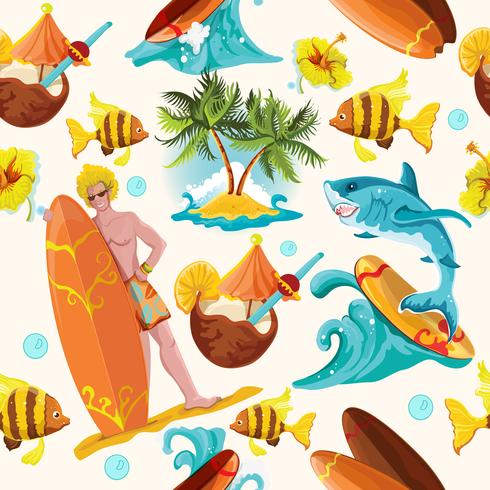 Surfing seamless background vector