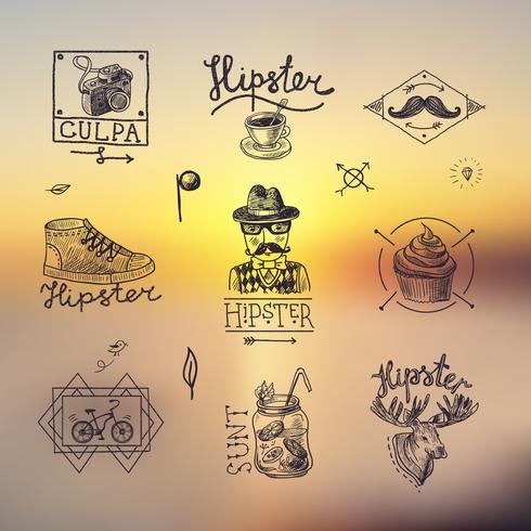 Set of hipster emblems vector