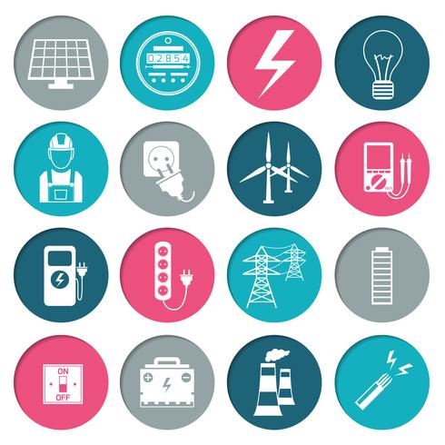 Conjunto de iconos de energía eléctrica vector