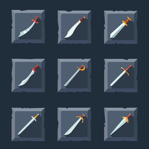 Sword icon set vector