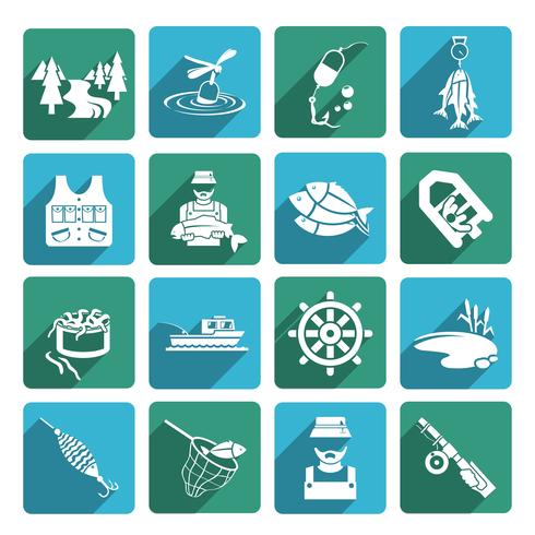 Conjunto de iconos de pesca vector