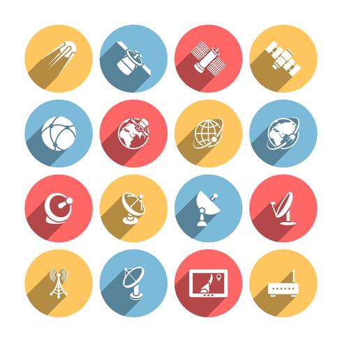 Satellite icons set vector