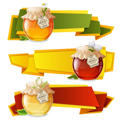 Honey origami banners vector