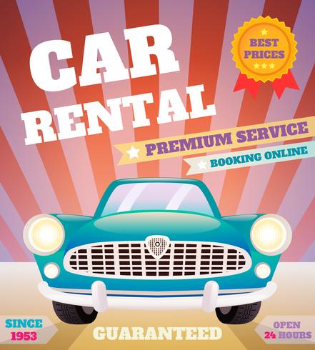 Car rental retro poster vector