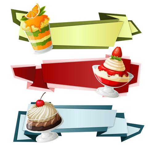 Sweets paper banners vector