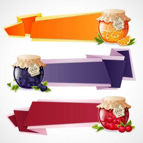 Jam origami banners set vector