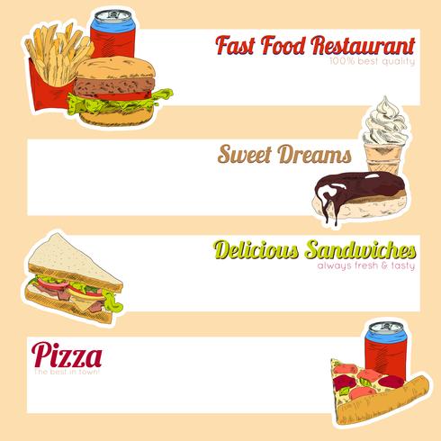 Fast food menu banner vector