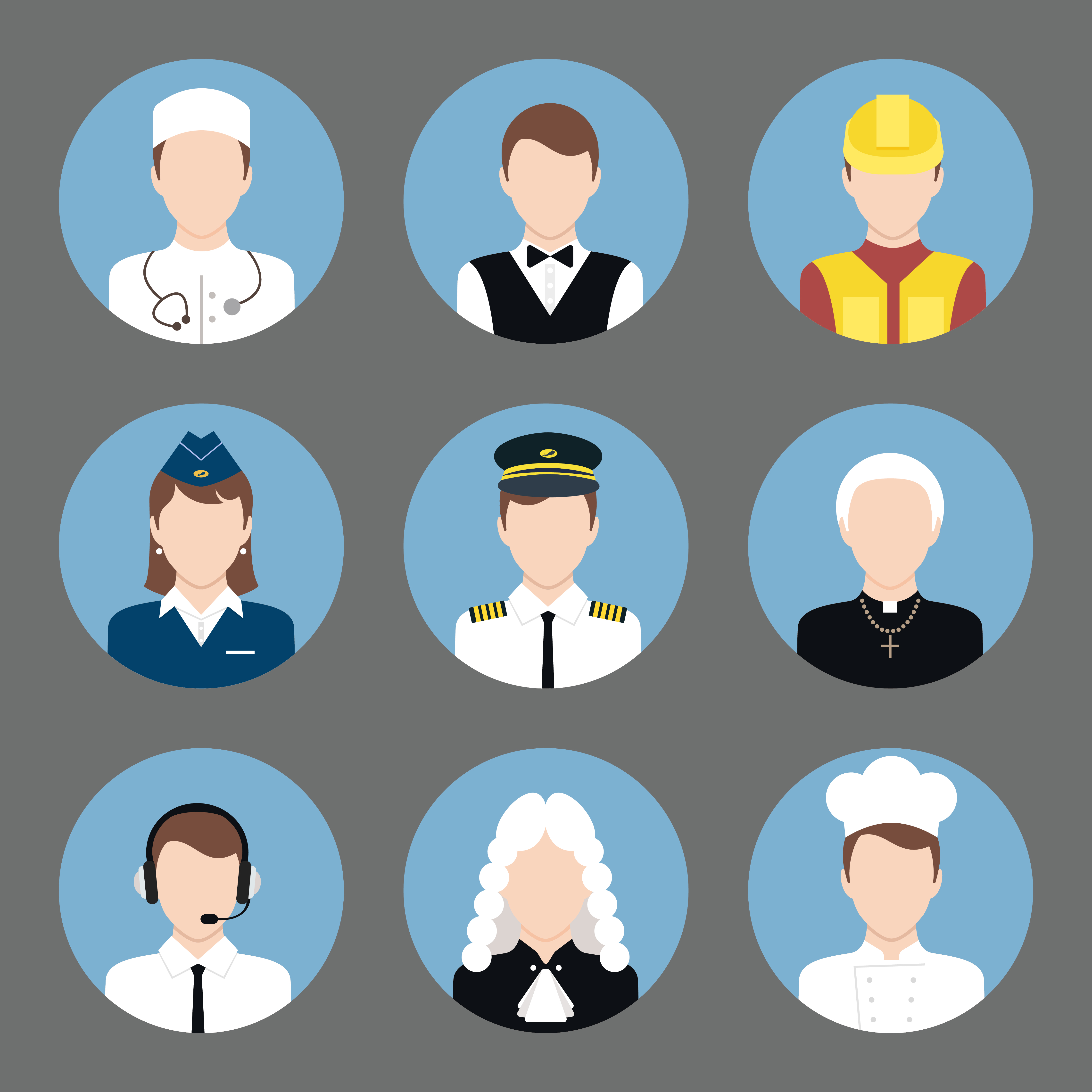 50 Free Professions Avatars in Flat Style - Designbeep