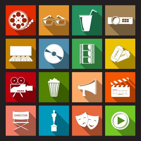 Cinema Icons Flat vector