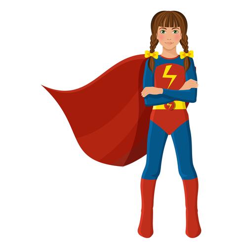 Girl in superhero costume vector