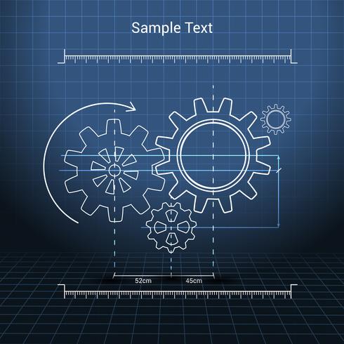 Dibujo técnico de engranajes. vector