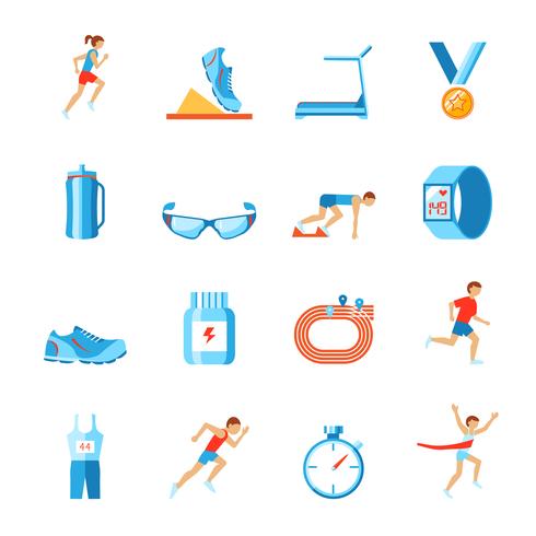 Running icons flat vector
