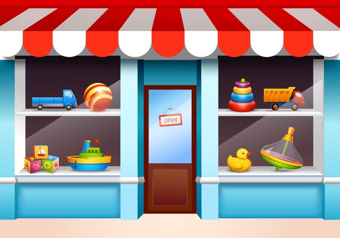 Toys shop window vector