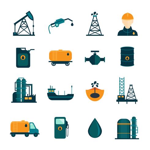 Oil Industry Flat Icons vector