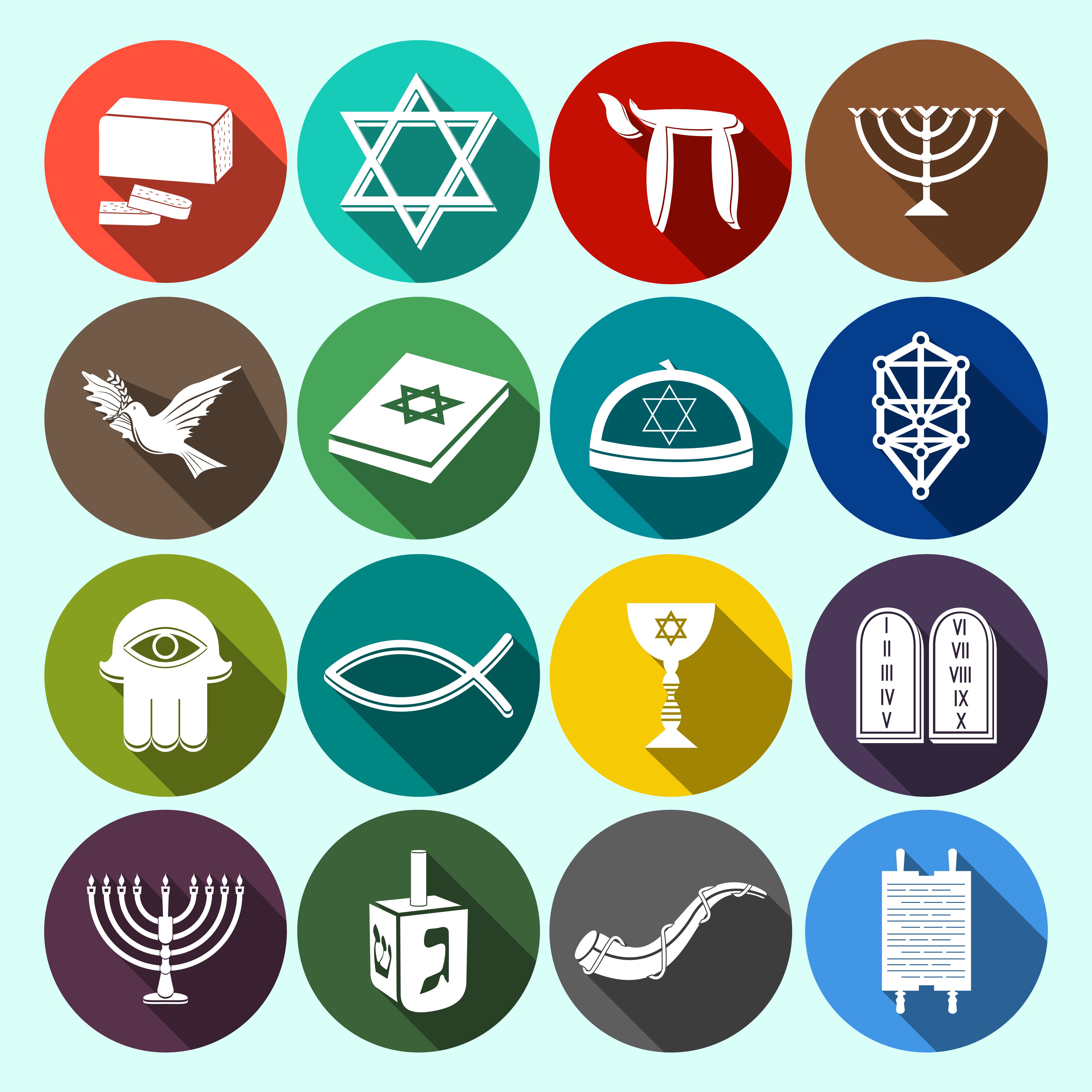 Judaism Icons Set Flat 453317 Vector Art At Vecteezy