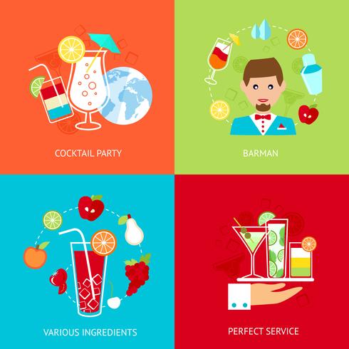 Cocktail  icons set vector