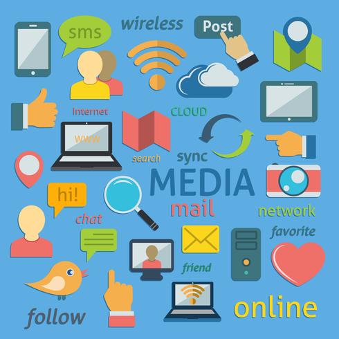 Social network icons composition vector