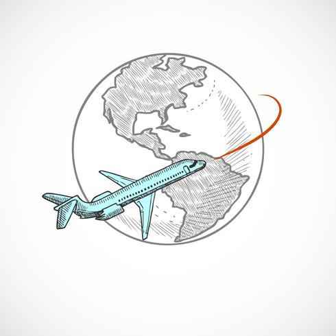 Aircraft icons globe vector