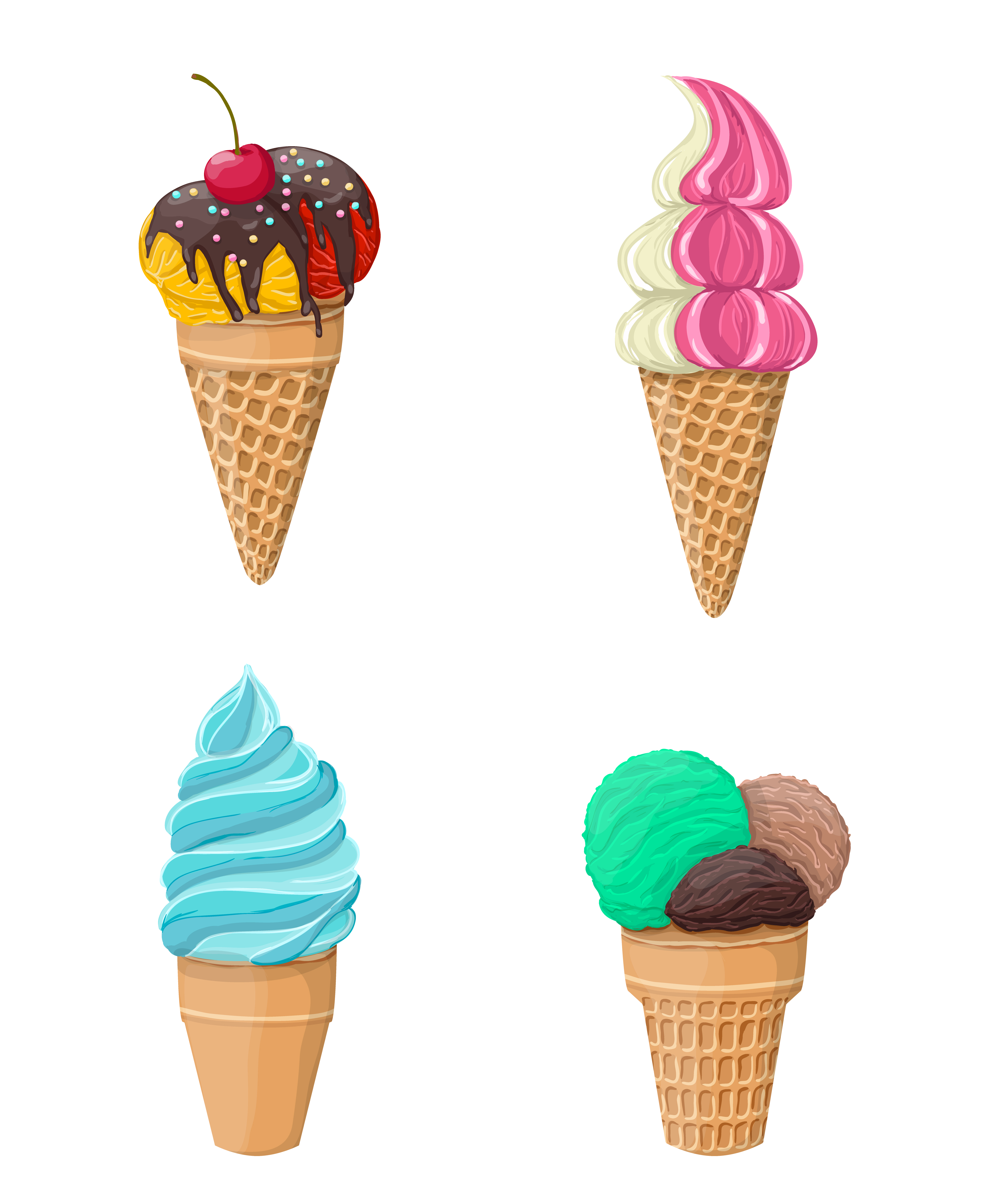 Set of icecream isolated on white 453371 Vector Art at Vecteezy