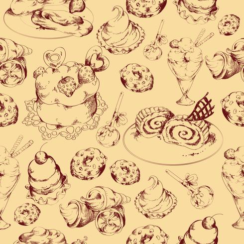 Sweets sketch seamless pattern vector