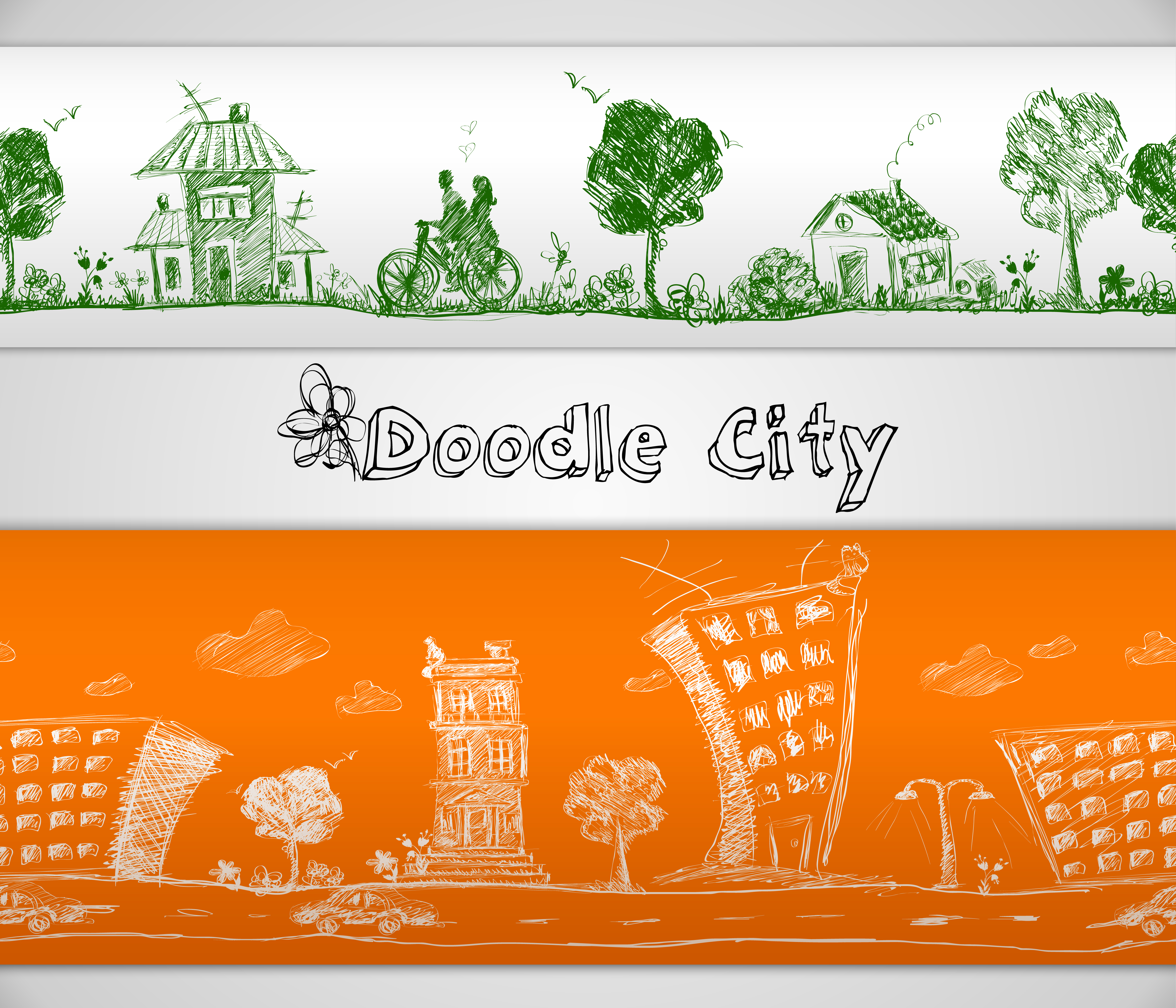Download City doodle seamless border - Download Free Vectors ...