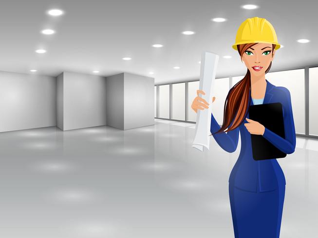 Woman engineer portrait vector