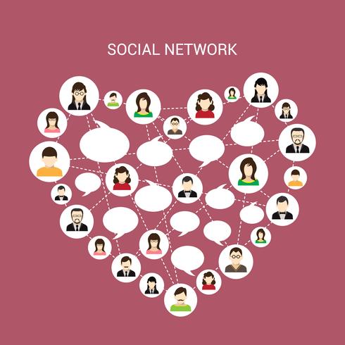 Social network heart vector