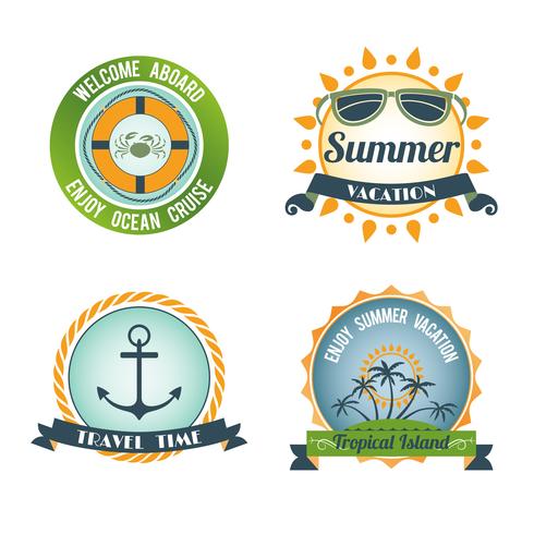 Travel color labels vector