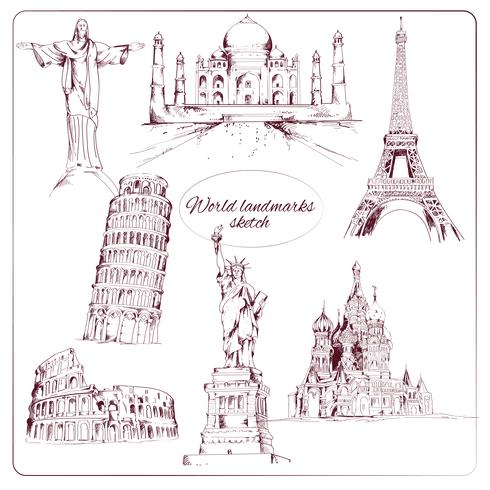 World landmark sketch vector