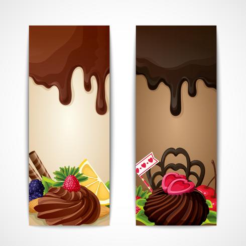 Banners de chocolate verticales vector