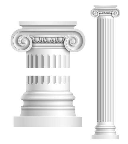 Realistic white antique column vector