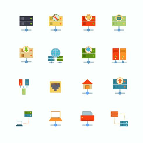 Hosting Flat Icons vector