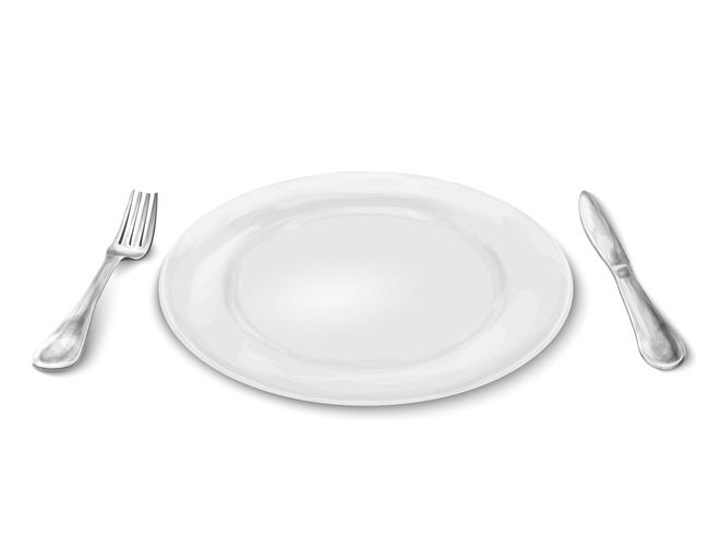 Plate with knife and fork vector