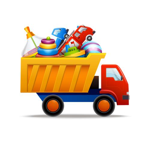 Toys in truck vector