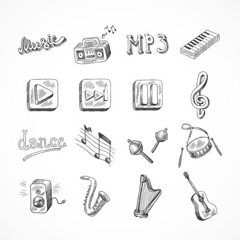 Set of music icons vector