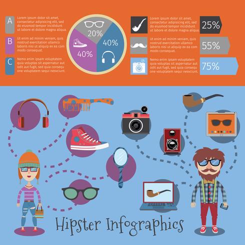 Conjunto de infografía hipster vector