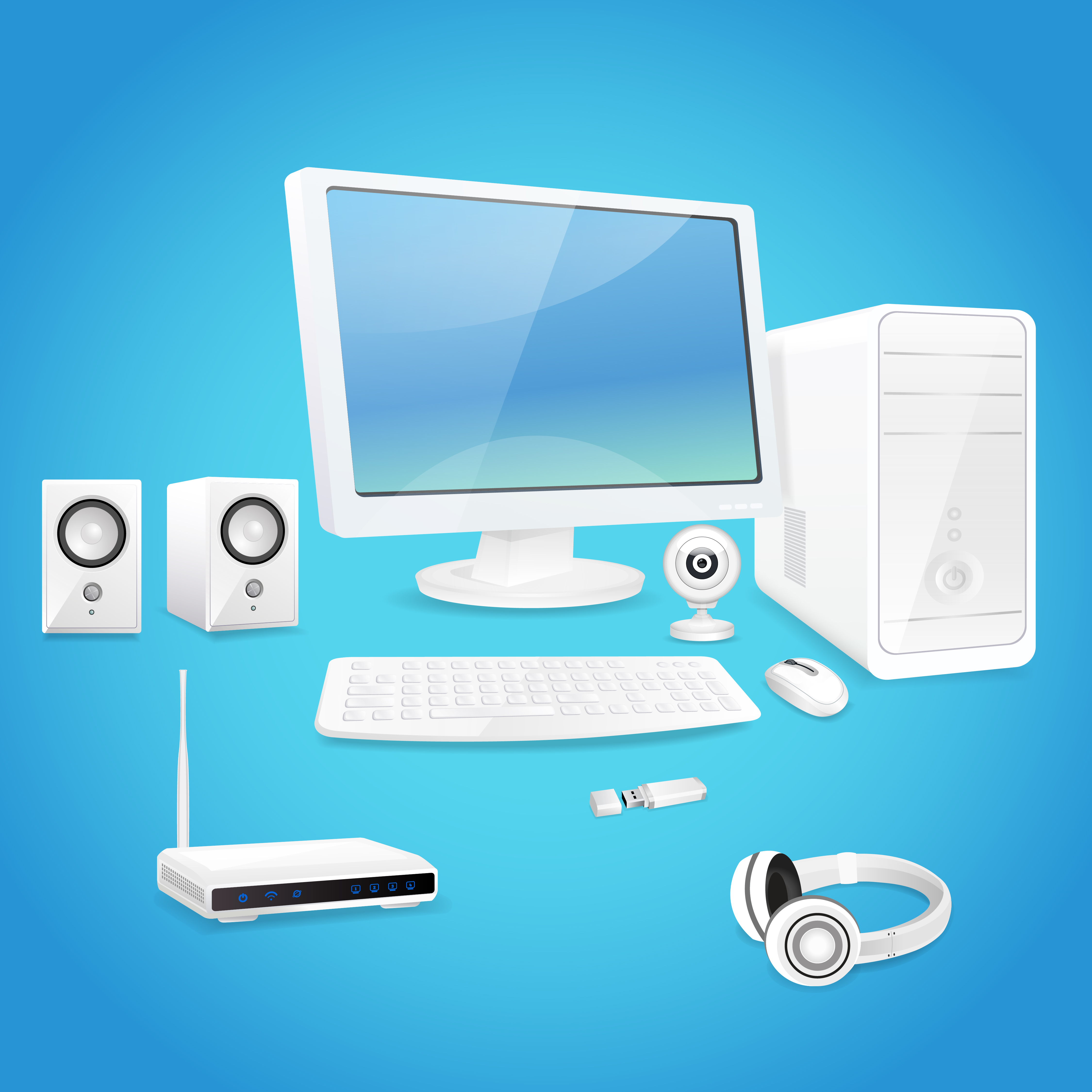 Computer and accessories 453484 Vector Art at Vecteezy