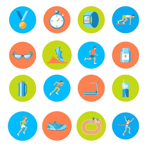 Running icons round vector