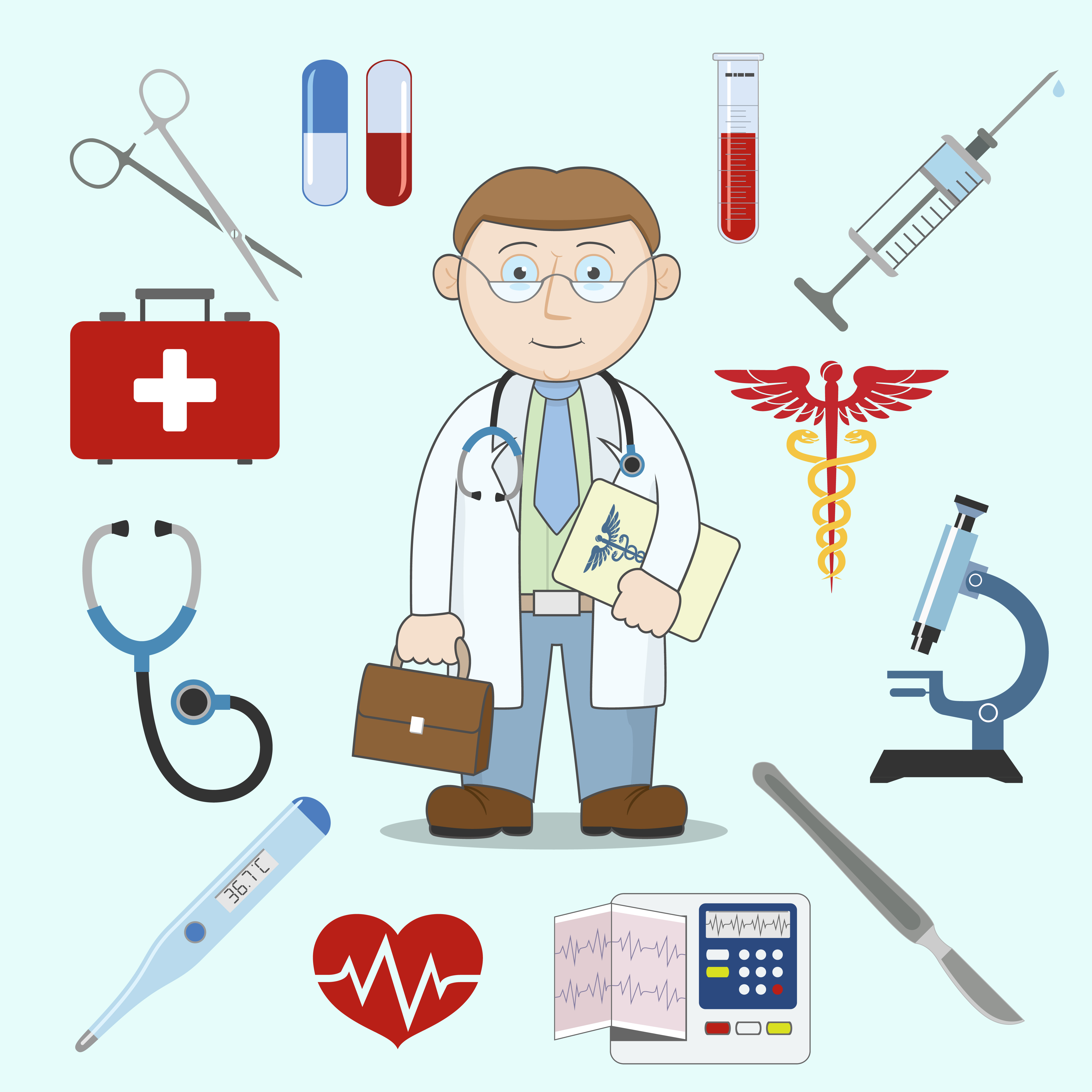 Download Doctor character with medicine icons - Download Free Vectors, Clipart Graphics & Vector Art