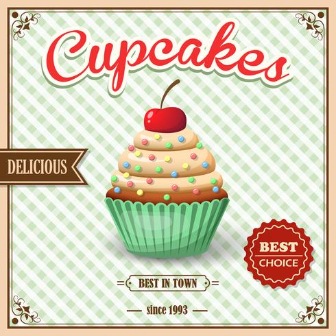 Cupcake cafe poster vector