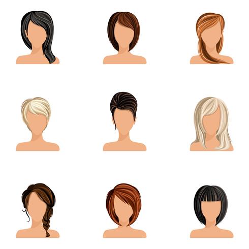 Girl hair style set 453524 Vector Art at Vecteezy Girl hair style set 453524 Vector Art at Vecteezy