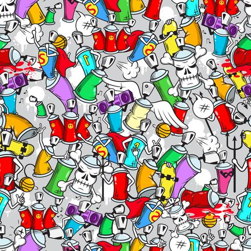 Graffiti characters seamless pattern vector