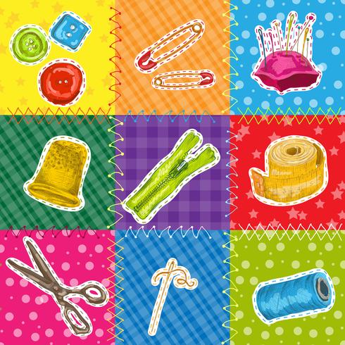 Sewing patchworks set vector
