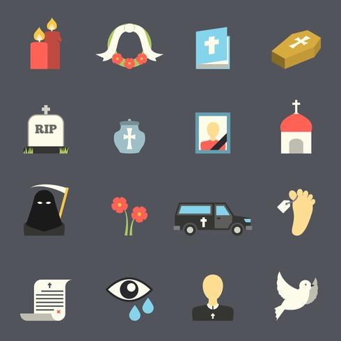 Funeral Icons Set vector