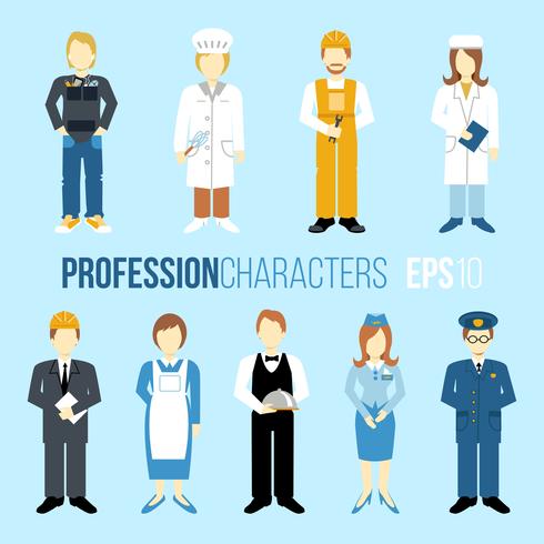 Conjunto de personajes de profesión vector