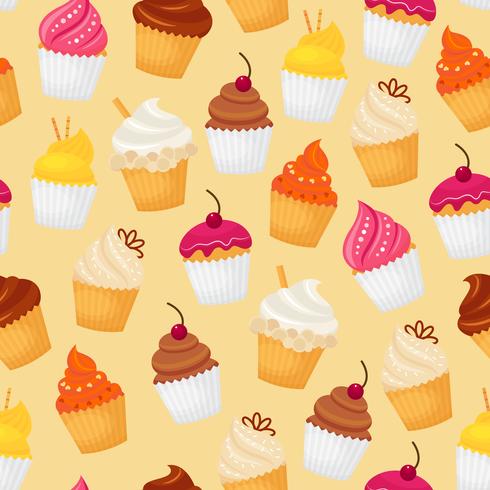 Cupcake seamless pattern vector