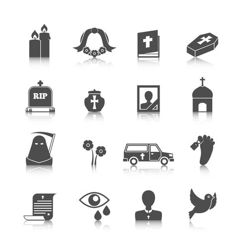 Funeral icons set vector