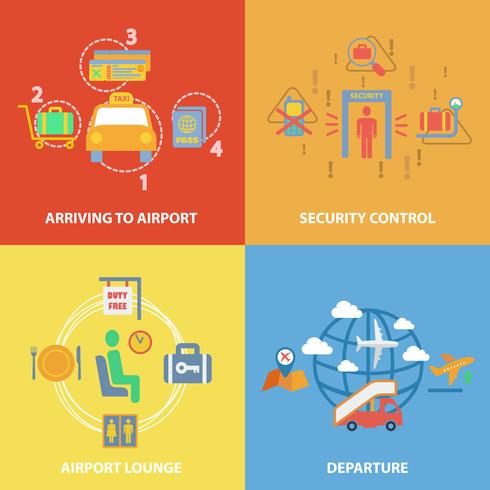 Airport icon flat composition vector