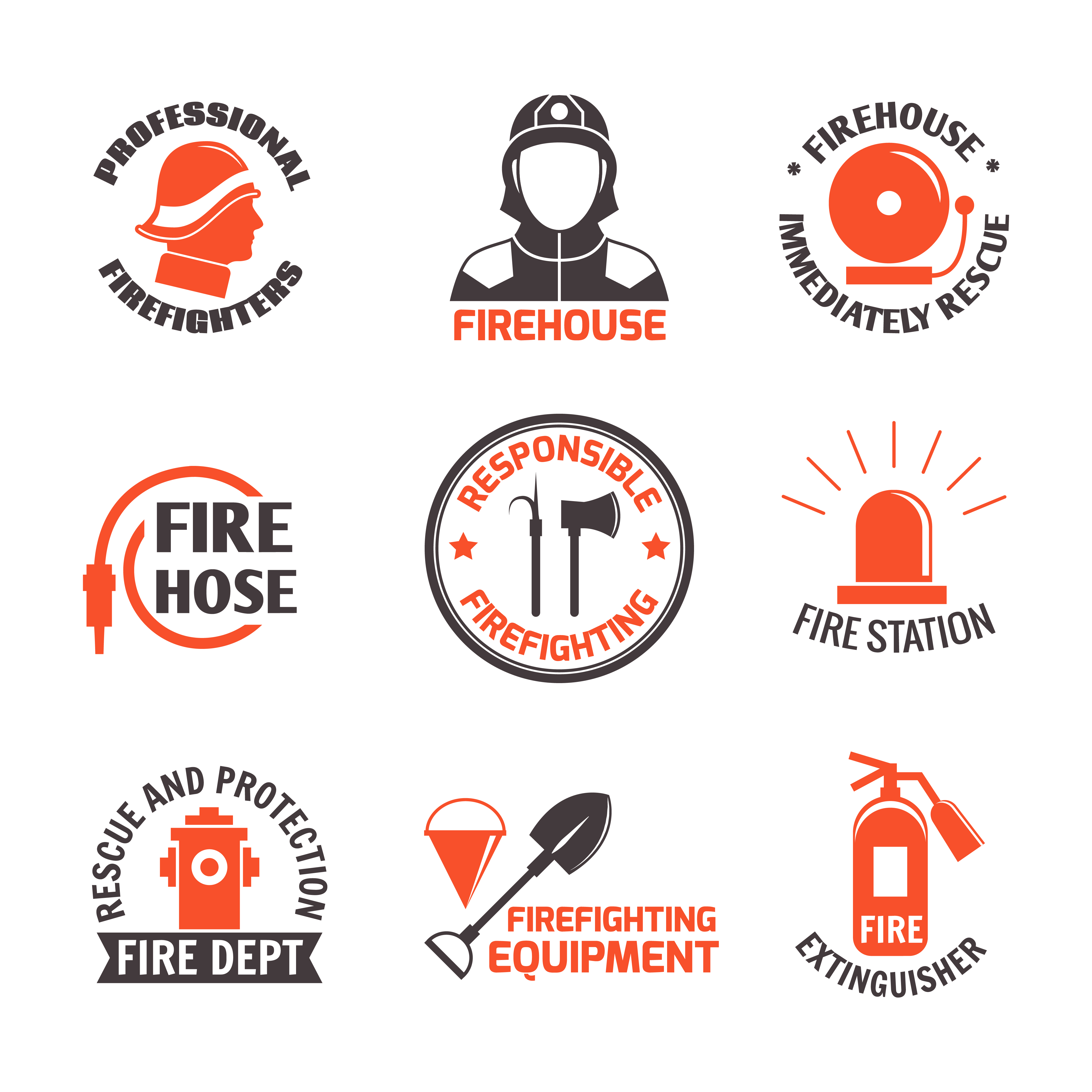 Firefighting label set 453588 Vector Art at Vecteezy